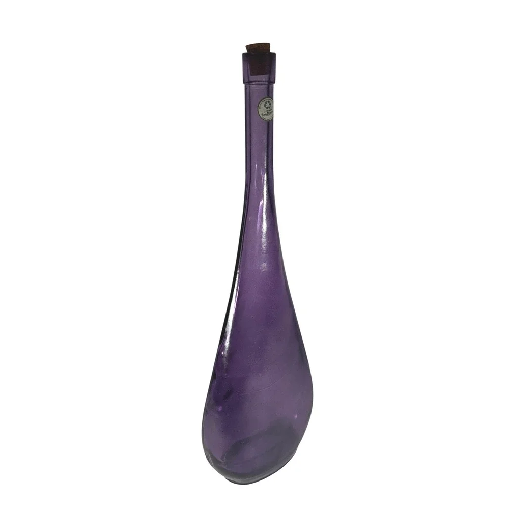 San Miguel Decorative Bottle Purple Recycled Glass Teardrop Cork Stopper
